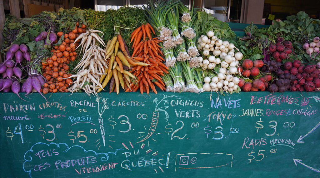 Les légumes frais au marché